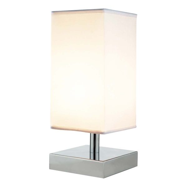 Dar Drayton square touch dimming table lamp in polished chrome main image
