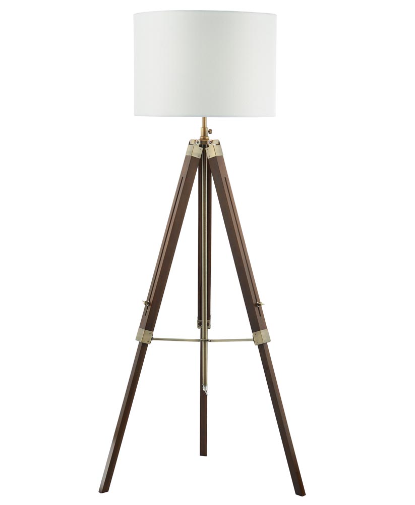 Dar Easel Dark Wood Tripod Floor Lamp Base Antique Brass Detail