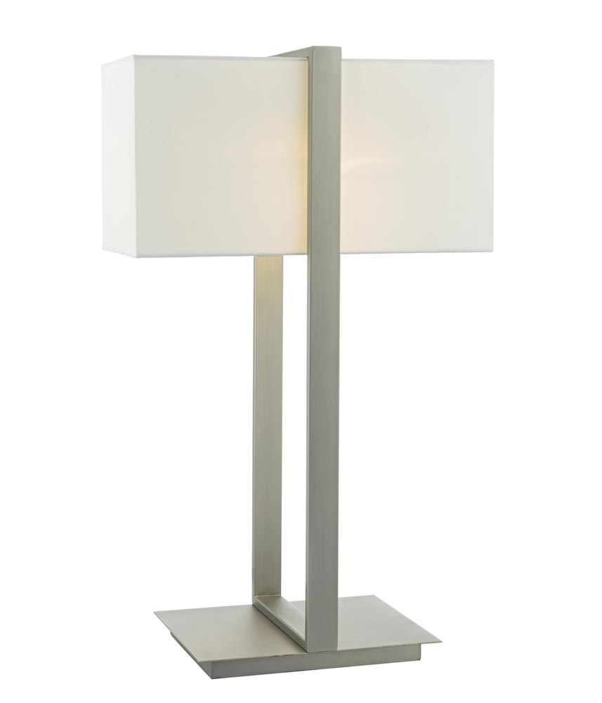 Dar Eduardo Modern Bedside Table Lamp Antique Nickel Ivory Shade