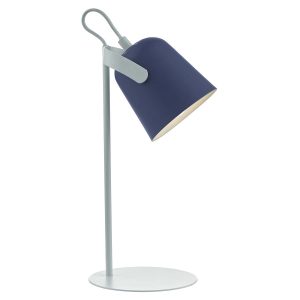 Dar Effie 1 light task table lamp in matt white with blue shade main image