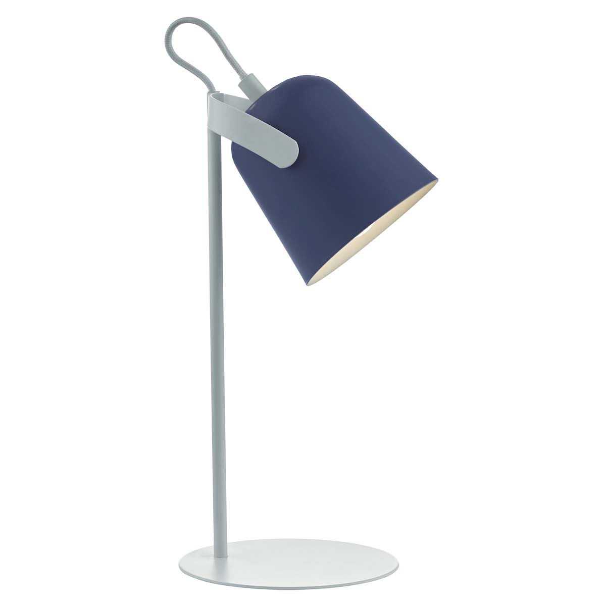 Dar Effie Compact 1 Light Task Table Lamp Matt White Blue Shade