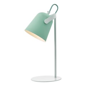 Dar Effie 1 light task table lamp in matt white with green shade main image
