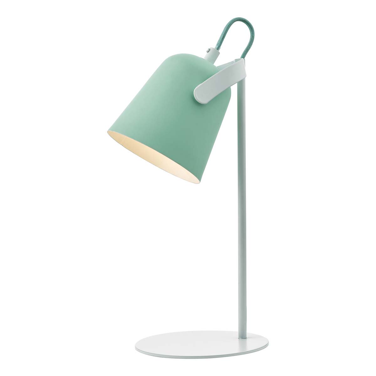 Dar Effie Compact 1 Light Task Table Lamp Matt White Pale Green Shade