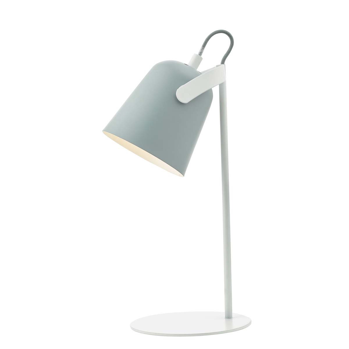 Dar Effie Compact 1 Light Task Table Lamp Matt White Pale Grey Shade