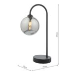 Dar Eissa 1 Light Touch Table Lamp Matt Black Smoked Glass