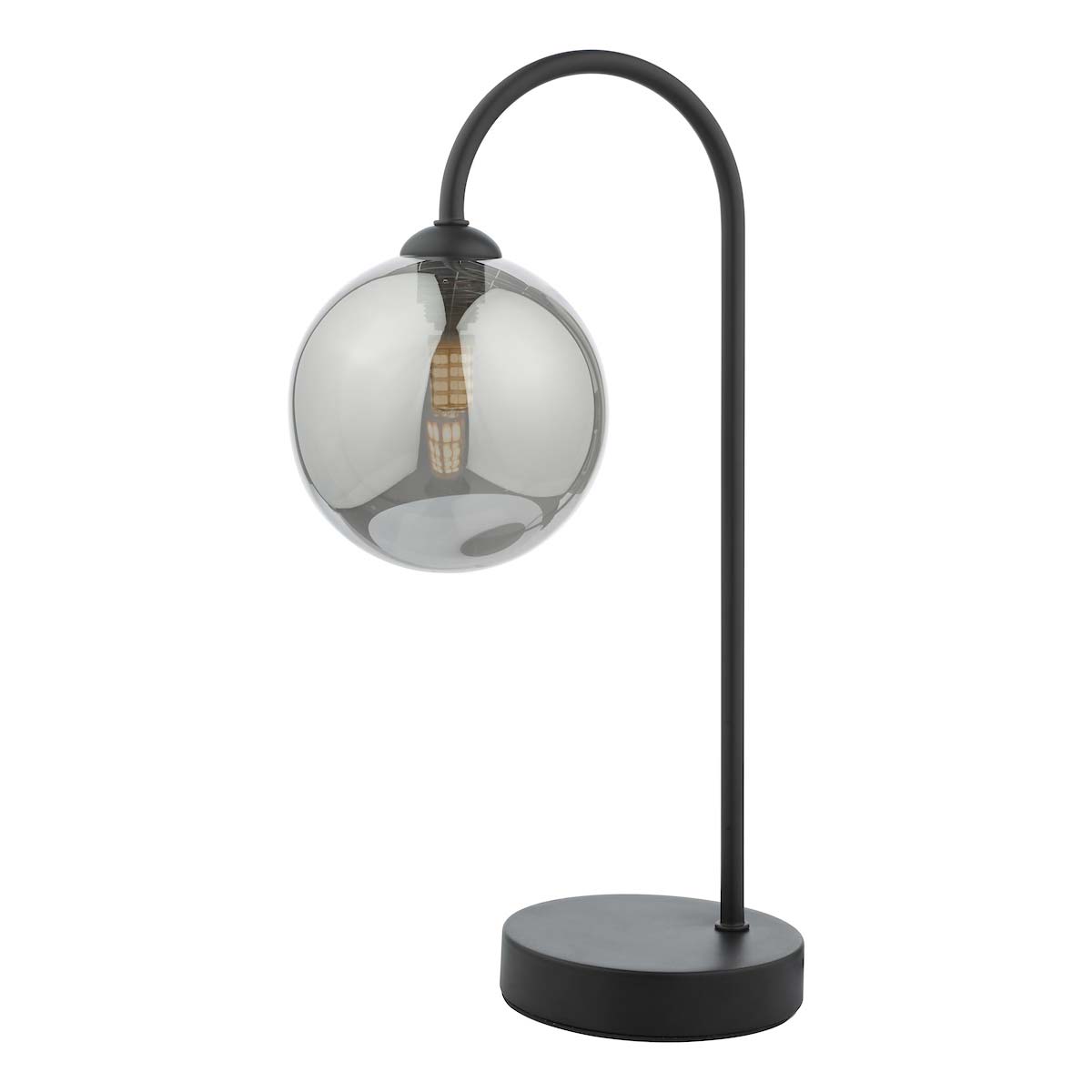 Dar Eissa 1 Light Touch Table Lamp Matt Black Smoked Glass