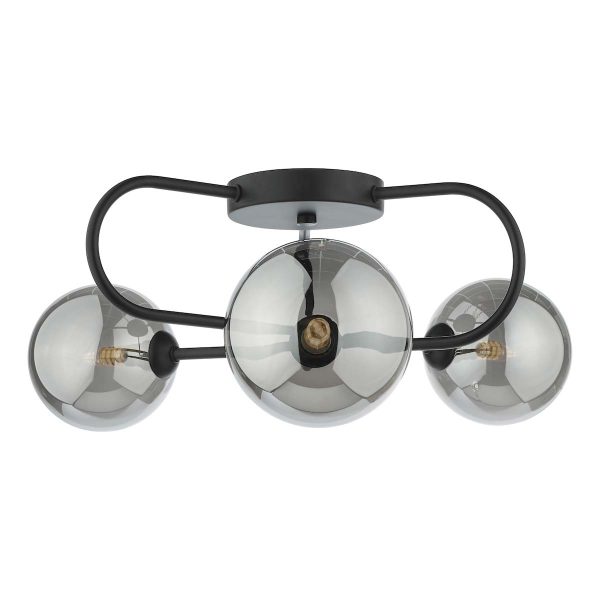 Dar Eissa 3 light semi flush low ceiling light in matt black plain background