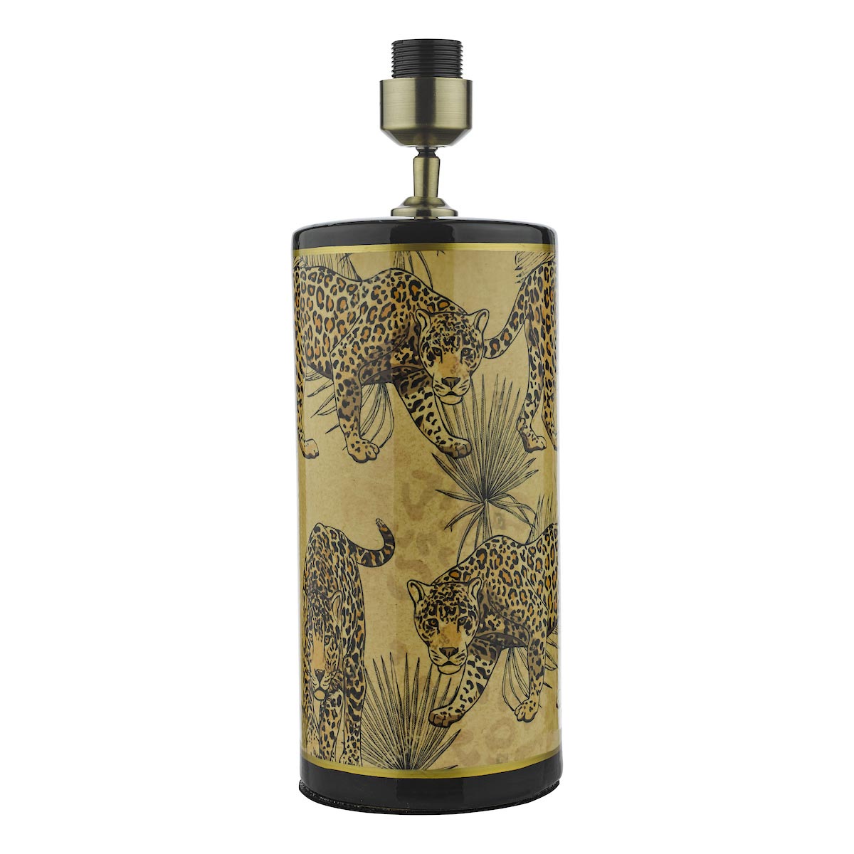 Dar Eliza 1 light gold ceramic table lamp with leopard motif base only