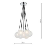 Dar Elpis 7 Light Cluster Pendant Opal Glass Chrome Detail