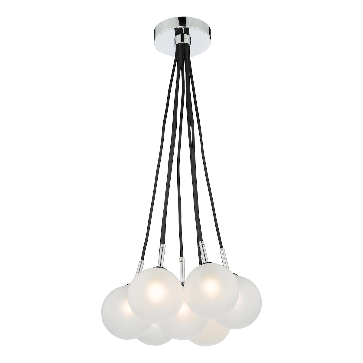 Dar Elpis 7 Light Cluster Pendant Opal Glass Chrome Detail