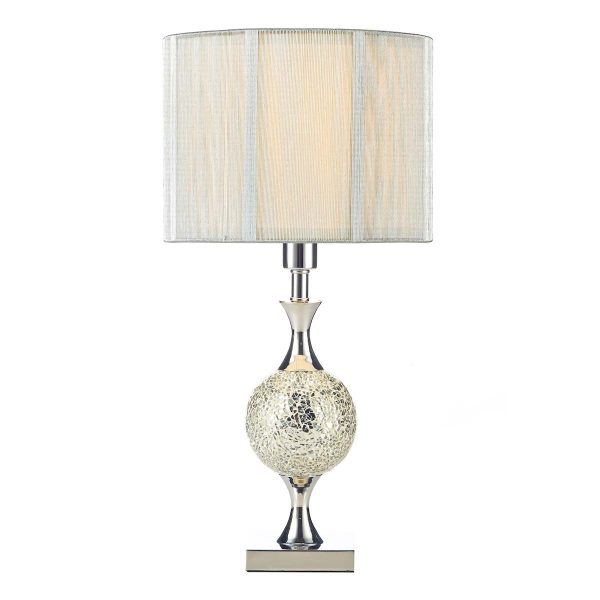 Dar Elsa classic 1 light silver mosaic table lamp with silver shade main image