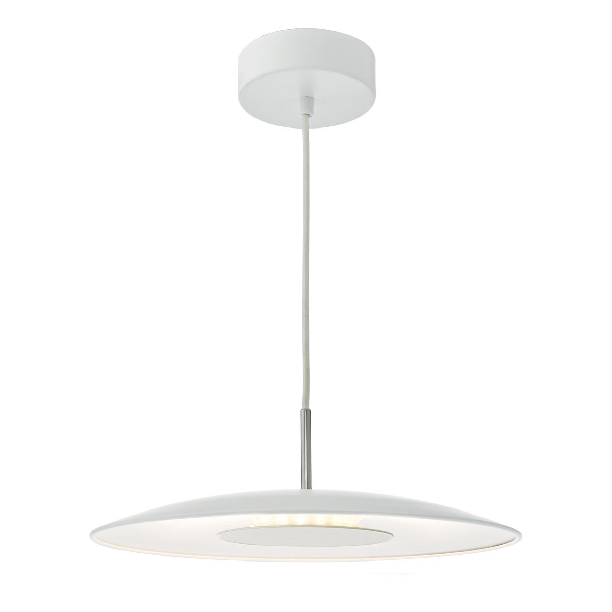 Dar Enoch 18w Dimming LED Single Ceiling Pendant Light Matt White