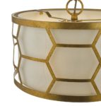 Dar Epstein 3 Lamp Pendant Ceiling Light Gold Leaf Ivory Linen Shade