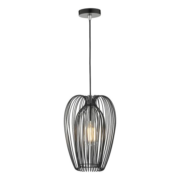 Dar Ero 1 light Scandi style wire ceiling pendant in matt black main image