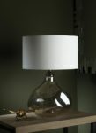 Dar Esarosa Smoked Glass Table Lamp Black Chrome White Shade