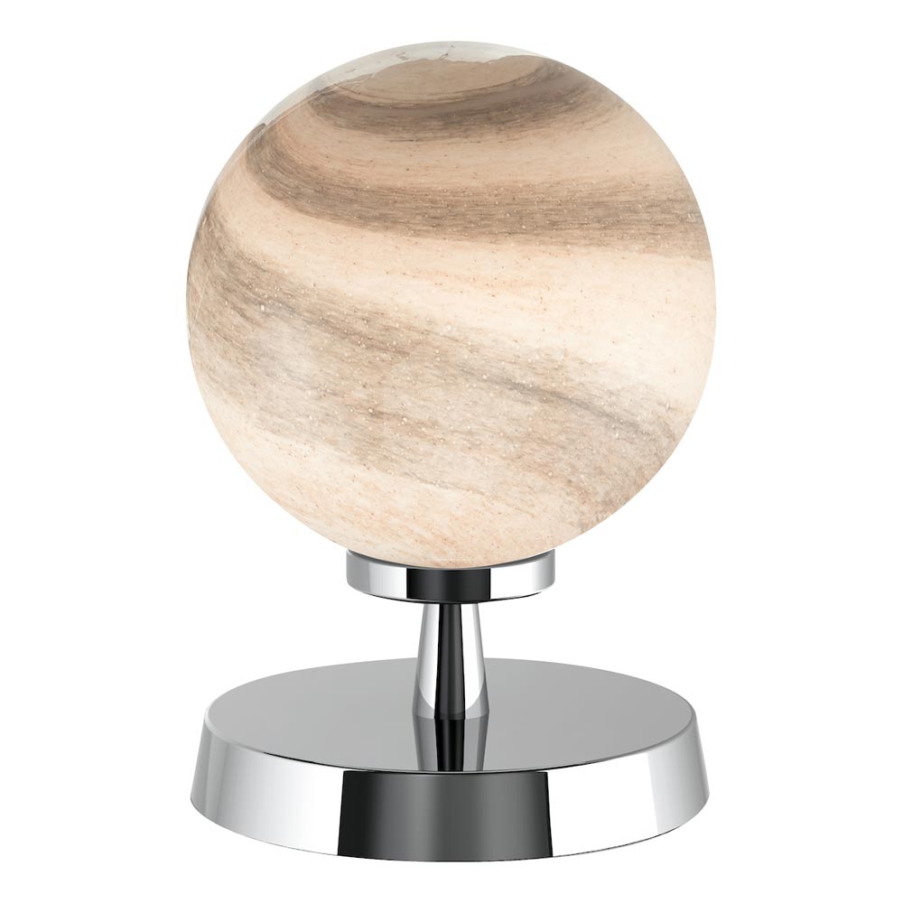 Dar Esben Touch On / Off Table Lamp Chrome Planet Art Glass Globe
