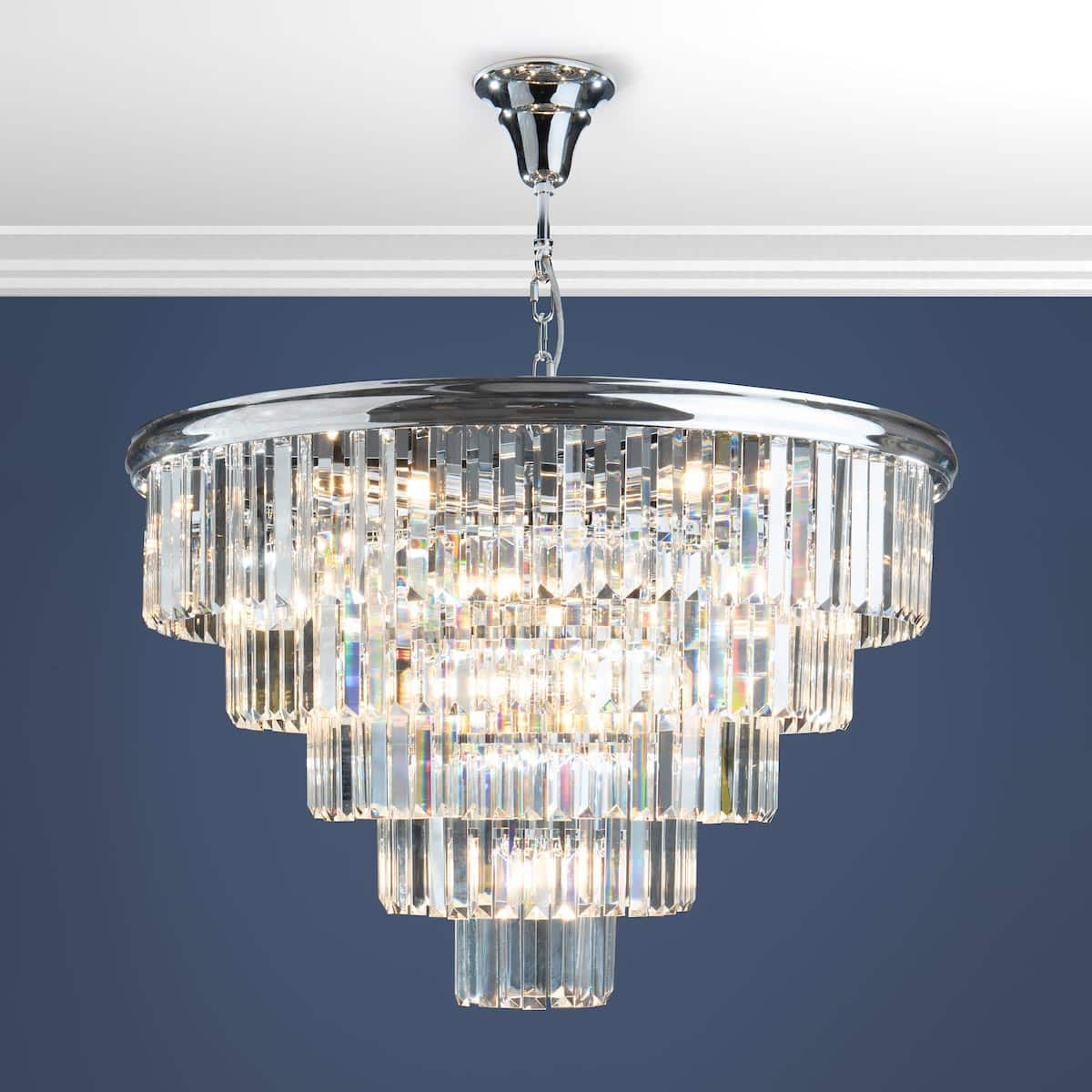 Dar Eulalia Luxury 12 Light Large Crystal Chandelier Polished Chrome