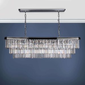 Dar Eulia luxury 10 light linear crystal chandelier in chrome main image