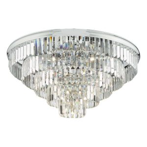 Dar Eulalia luxury 12 light large flush crystal chandelier in chrome main image