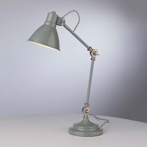 Dar Eunice adjustable 1 light task lamp in gloss grey with satin nickel main image