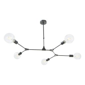 Dar Euphemia 5 light telescopic pendant in satin black main image