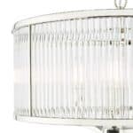 Dar Evelyn 3 Light Pendant Chandelier Polished Nickel Glass