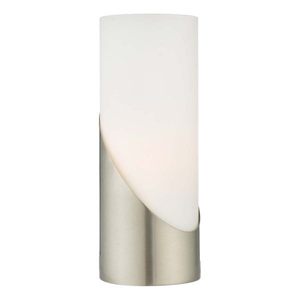 Dar Faris 1 light touch dimming table light satin chrome opal glass main image