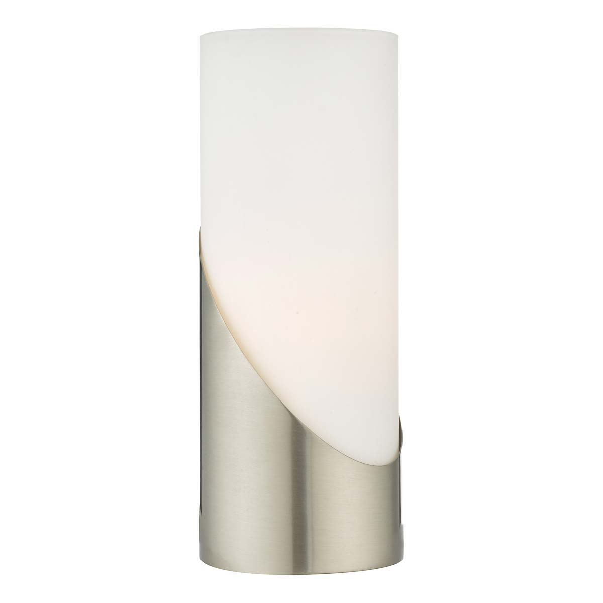 Dar Faris 1 Light Touch Dimming Table Light Satin Chrome Opal Glass