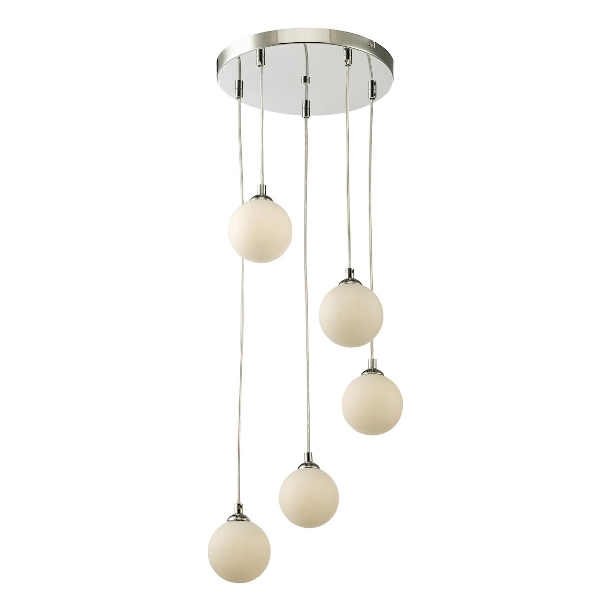 Dar Federico 5 Light Opal White Glass Cluster Pendant Polished Chrome