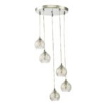 Dar Federico 5 Light Clear Wire Glass Cluster Pendant Polished Chrome