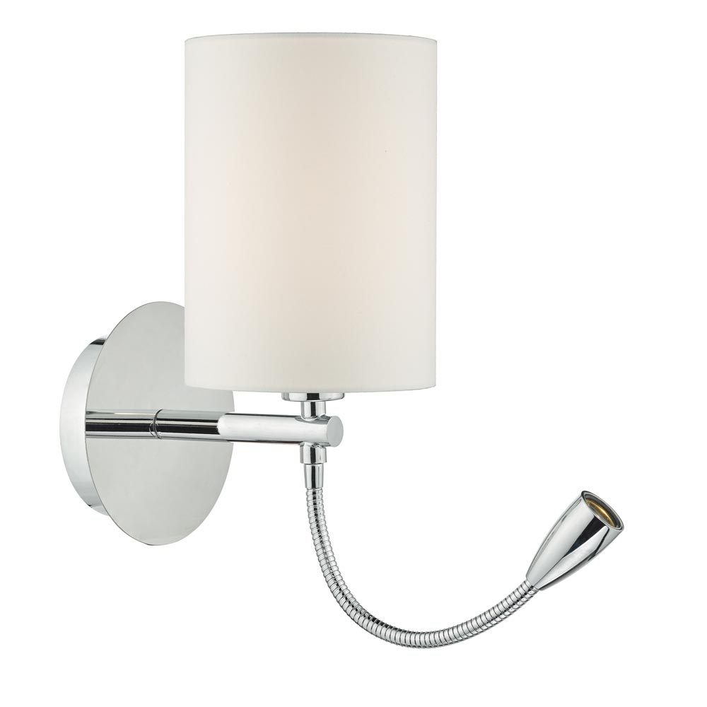 Dar Feta Bedside Wall Light Bracket Flexible LED Reading Light Chrome