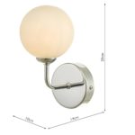 Dar Feya Chrome 1 Lamp Single Wall Light Opal White Globe Shade