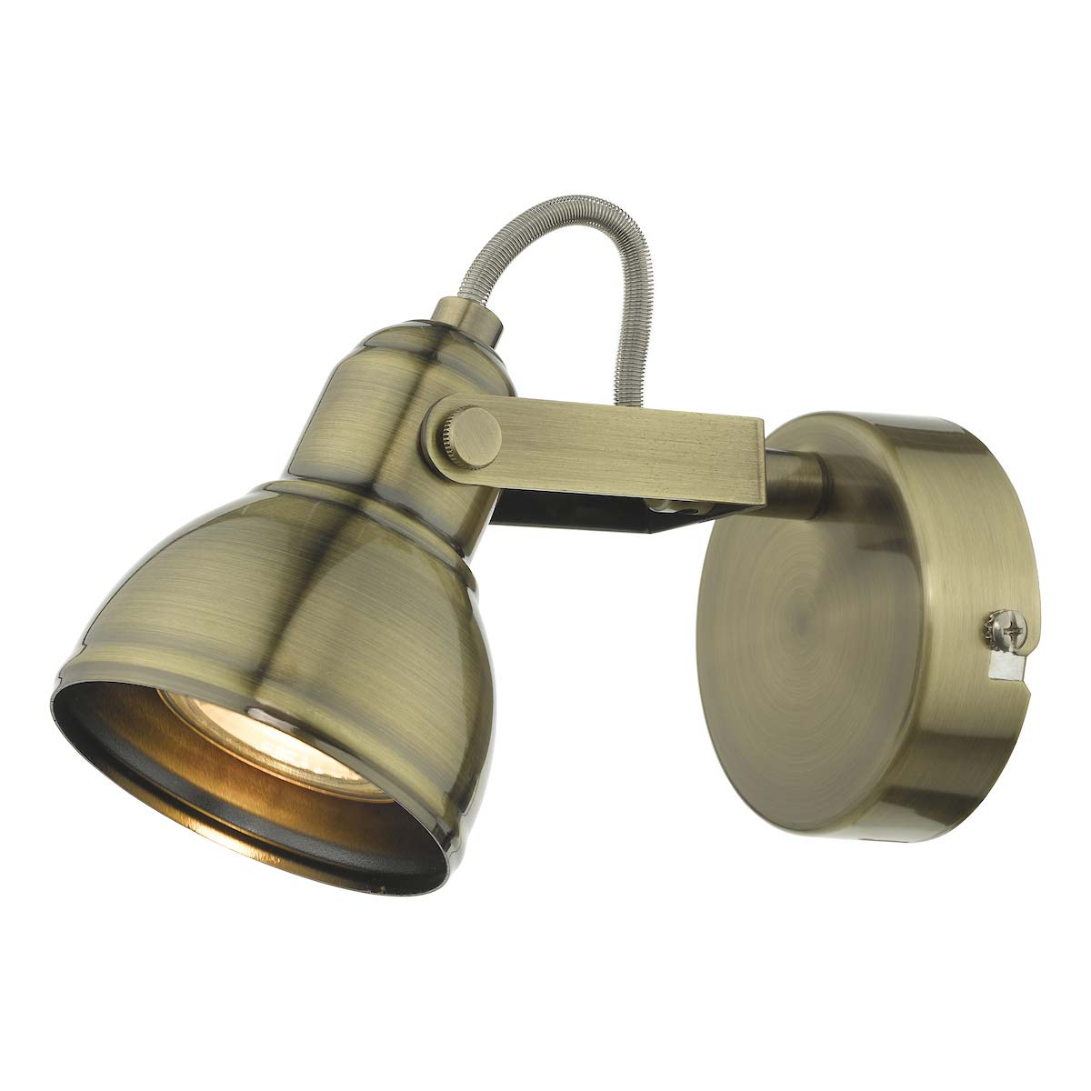 Dar Fothergill Adjustable 1 Lamp Single Wall Spot Light Antique Brass