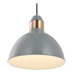 Dar Frederick Retro Style 1 Light Ceiling Pendant Gloss Grey / Copper