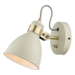 Dar Frederick switched industrial style single wall spot light in cream main image