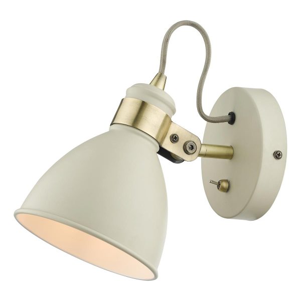 Dar Frederick switched industrial style single wall spot light in cream main image