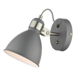 Dar Frederick switched industrial style single wall spot light in dark grey main image