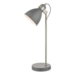 Dar Frederick 1 light retro industrial style desk task lamp in dark grey main image