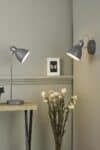 Dar Frederick 1 Light Retro Style Desk Task Lamp Grey / Satin Chrome