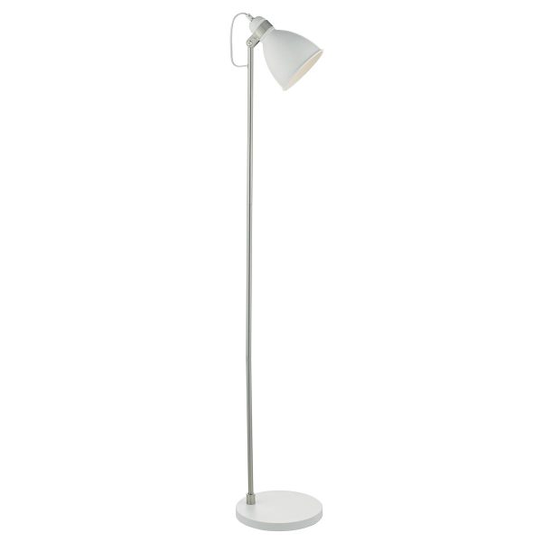 Dar Frederick 1 light retro industrial style floor lamp in matt white main image