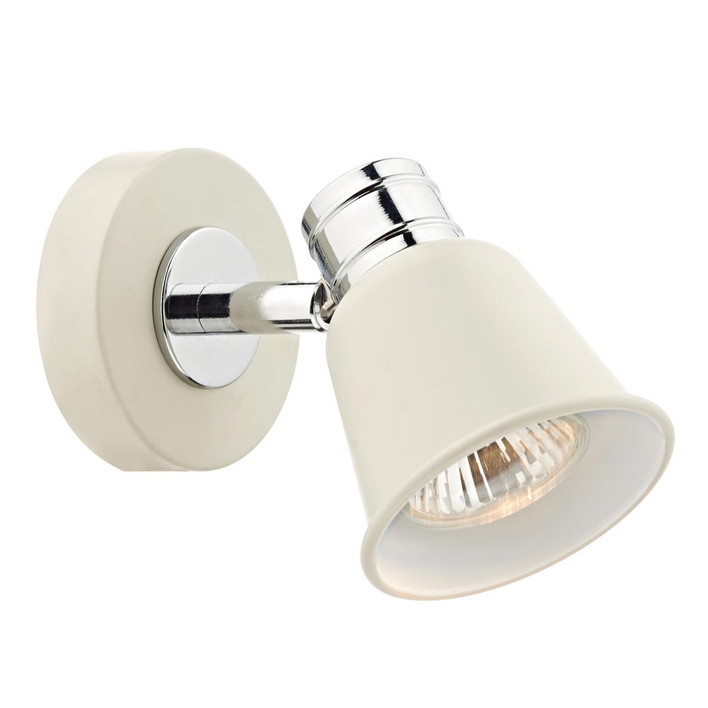 Dar Fry Retro Style Single Wall Spot Light Matt Cream / Polished Chrome