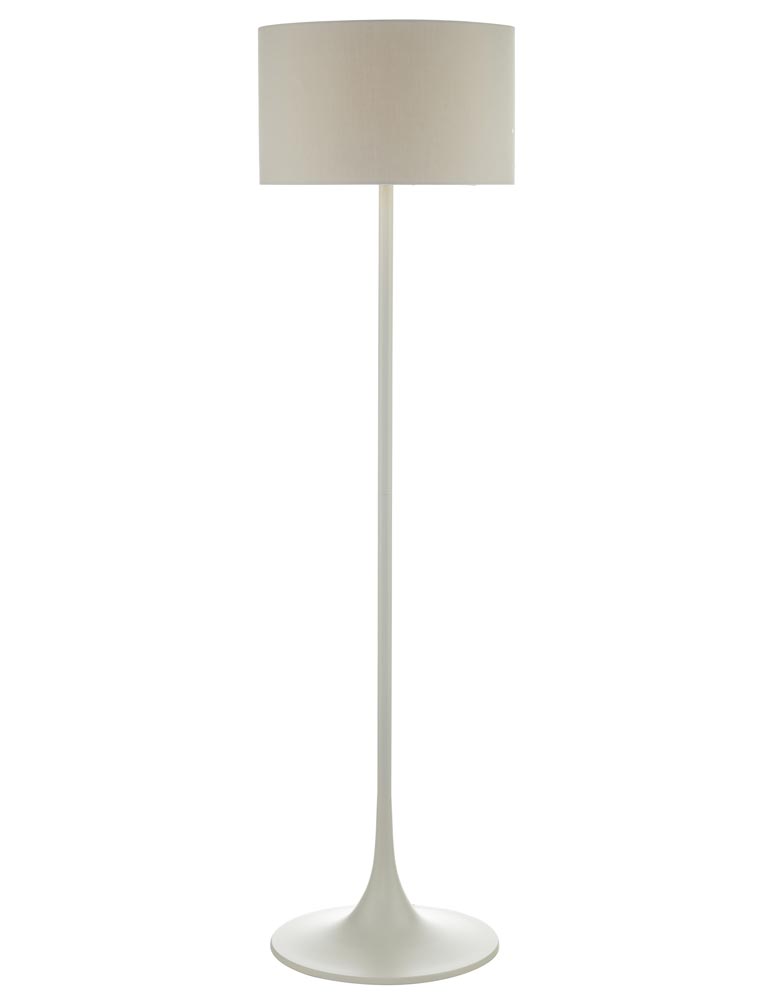 Dar Funchal 1 Light Retro Style Floor Lamp Matt Grey Matching Shade