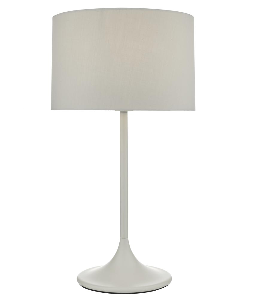 Dar Funchal 1 Light Retro Style Table Lamp Matt Grey Matching Shade