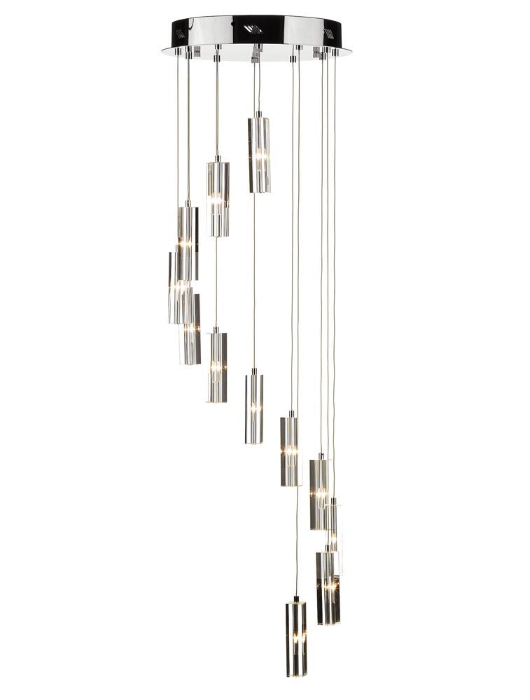 Dar Galileo 12 Light LED Crystal Spiral Pendant Chrome 120cm Drop