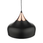 Dar Gaucho Matt Black 1 Light Retro Ceiling Pendant Polished Copper
