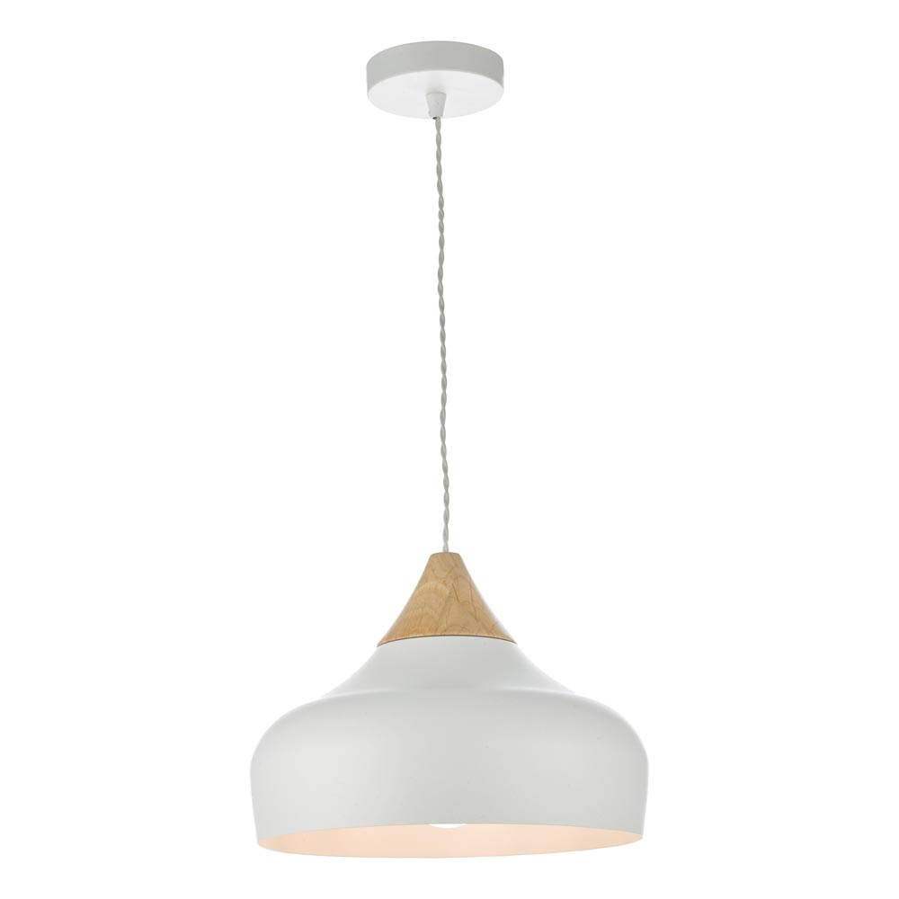 Dar Gaucho Retro Style 1 Lamp Medium Pendant Ceiling Light Gloss White