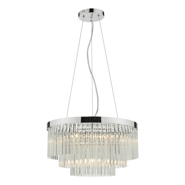 Dar Giovana polished chrome 5 light ceiling pendant with clear glass main image