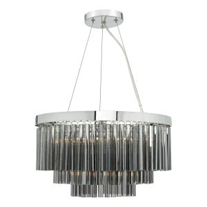 Dar Giovana polished chrome 5 light ceiling pendant with smoked glass main image