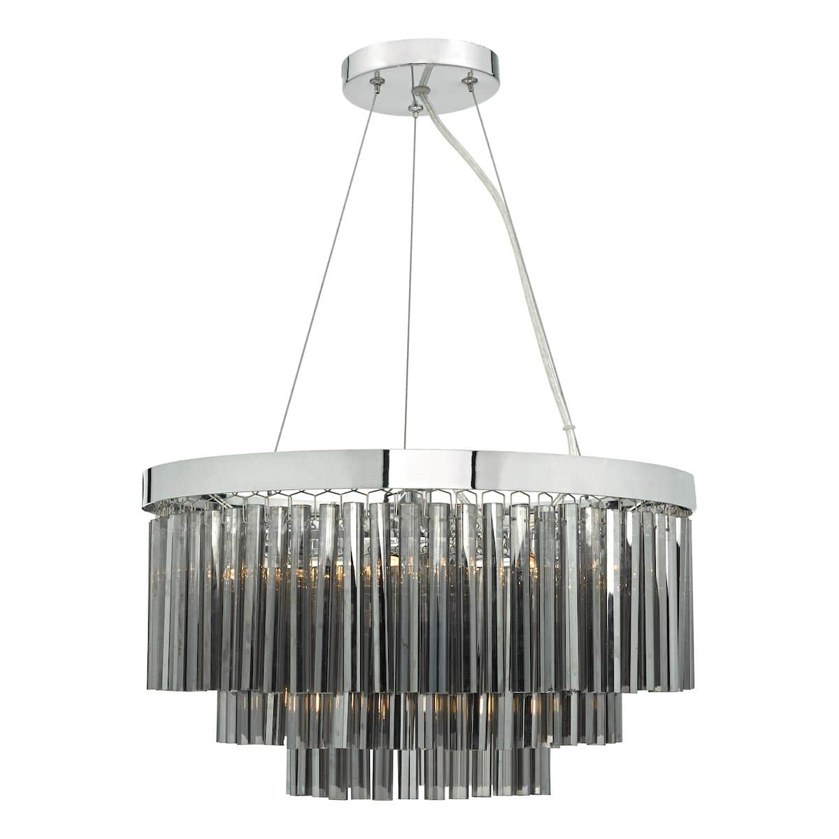 Dar Giovana Polished Chrome 5 Light Ceiling Pendant Smoked Glass