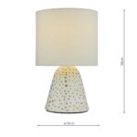 Dar Glenda Pair White Ceramic Table Lamps Gold Detail Ivory Shades